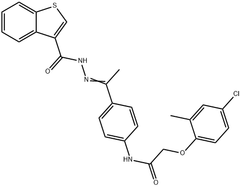 N-{4-[N-(1-benzothien-3-ylcarbonyl)ethanehydrazonoyl]phenyl}-2-(4-chloro-2-methylphenoxy)acetamide Struktur