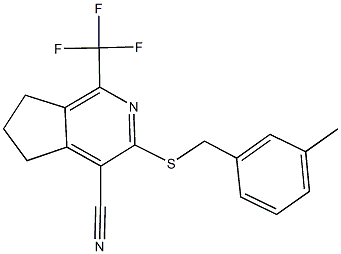 3-[(3-methylbenzyl)sulfanyl]-1-(trifluoromethyl)-6,7-dihydro-5H-cyclopenta[c]pyridine-4-carbonitrile Struktur