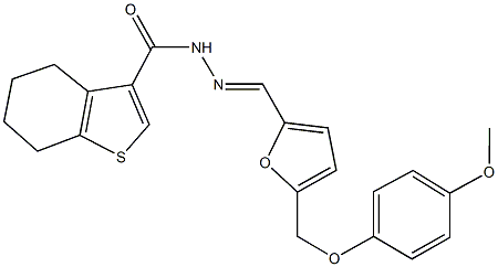 N'-({5-[(4-methoxyphenoxy)methyl]-2-furyl}methylene)-4,5,6,7-tetrahydro-1-benzothiophene-3-carbohydrazide Struktur