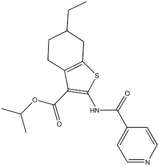 isopropyl 6-ethyl-2-(isonicotinoylamino)-4,5,6,7-tetrahydro-1-benzothiophene-3-carboxylate Struktur