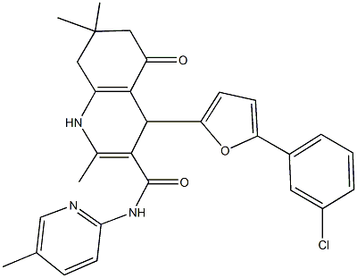 4-[5-(3-chlorophenyl)-2-furyl]-2,7,7-trimethyl-N-(5-methyl-2-pyridinyl)-5-oxo-1,4,5,6,7,8-hexahydro-3-quinolinecarboxamide Struktur