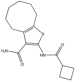 2-[(cyclobutylcarbonyl)amino]-4,5,6,7,8,9-hexahydrocycloocta[b]thiophene-3-carboxamide Struktur