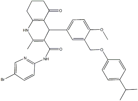 N-(5-bromopyridin-2-yl)-4-{3-[(4-isopropylphenoxy)methyl]-4-methoxyphenyl}-2-methyl-5-oxo-1,4,5,6,7,8-hexahydroquinoline-3-carboxamide Struktur