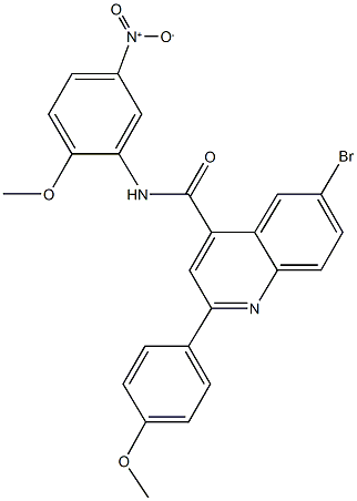 6-bromo-N-{5-nitro-2-methoxyphenyl}-2-(4-methoxyphenyl)-4-quinolinecarboxamide Struktur