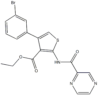 ethyl 4-(3-bromophenyl)-2-[(pyrazin-2-ylcarbonyl)amino]thiophene-3-carboxylate Struktur