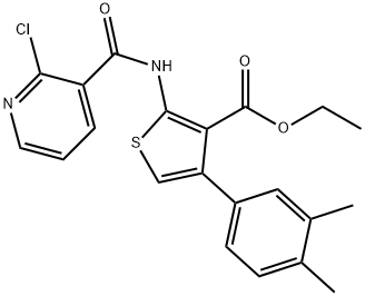 ethyl 2-{[(2-chloro-3-pyridinyl)carbonyl]amino}-4-(3,4-dimethylphenyl)-3-thiophenecarboxylate Struktur