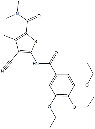 4-cyano-N,N,3-trimethyl-5-[(3,4,5-triethoxybenzoyl)amino]thiophene-2-carboxamide Struktur