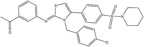 1-{3-[(3-(4-chlorobenzyl)-4-[4-(1-piperidinylsulfonyl)phenyl]-1,3-thiazol-2(3H)-ylidene)amino]phenyl}ethanone Struktur