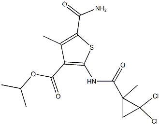 isopropyl 5-(aminocarbonyl)-2-{[(2,2-dichloro-1-methylcyclopropyl)carbonyl]amino}-4-methylthiophene-3-carboxylate Struktur