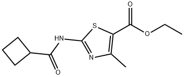 ethyl 2-[(cyclobutylcarbonyl)amino]-4-methyl-1,3-thiazole-5-carboxylate Struktur