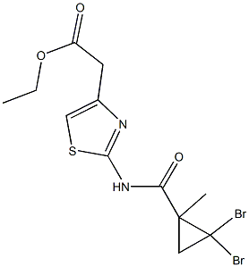 ethyl (2-{[(2,2-dibromo-1-methylcyclopropyl)carbonyl]amino}-1,3-thiazol-4-yl)acetate Struktur