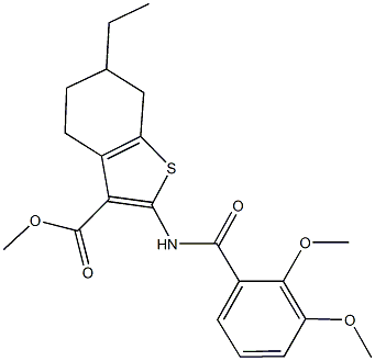 methyl 2-[(2,3-dimethoxybenzoyl)amino]-6-ethyl-4,5,6,7-tetrahydro-1-benzothiophene-3-carboxylate Struktur