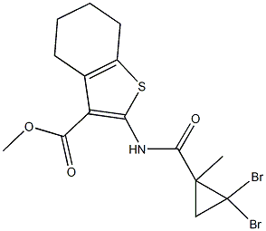 methyl 2-{[(2,2-dibromo-1-methylcyclopropyl)carbonyl]amino}-4,5,6,7-tetrahydro-1-benzothiophene-3-carboxylate Struktur