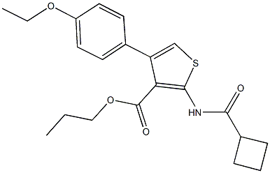 propyl 2-[(cyclobutylcarbonyl)amino]-4-(4-ethoxyphenyl)-3-thiophenecarboxylate Struktur