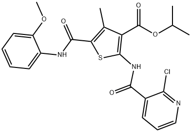 isopropyl 2-{[(2-chloropyridin-3-yl)carbonyl]amino}-5-[(2-methoxyanilino)carbonyl]-4-methylthiophene-3-carboxylate Struktur