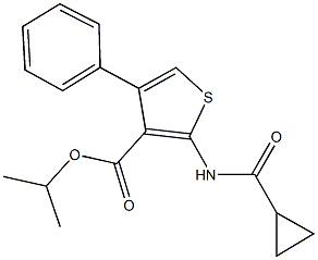 isopropyl 2-[(cyclopropylcarbonyl)amino]-4-phenyl-3-thiophenecarboxylate Struktur