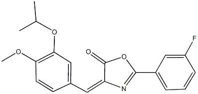 2-(3-fluorophenyl)-4-(3-isopropoxy-4-methoxybenzylidene)-1,3-oxazol-5(4H)-one Struktur