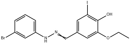 3-ethoxy-4-hydroxy-5-iodobenzaldehyde (3-bromophenyl)hydrazone Struktur