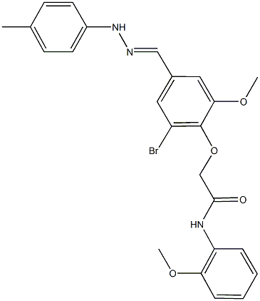 2-{2-bromo-6-methoxy-4-[2-(4-methylphenyl)carbohydrazonoyl]phenoxy}-N-(2-methoxyphenyl)acetamide Struktur