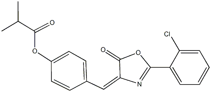 4-[(2-(2-chlorophenyl)-5-oxo-1,3-oxazol-4(5H)-ylidene)methyl]phenyl 2-methylpropanoate Struktur