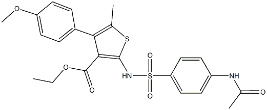 ethyl 2-({[4-(acetylamino)phenyl]sulfonyl}amino)-4-(4-methoxyphenyl)-5-methylthiophene-3-carboxylate Struktur