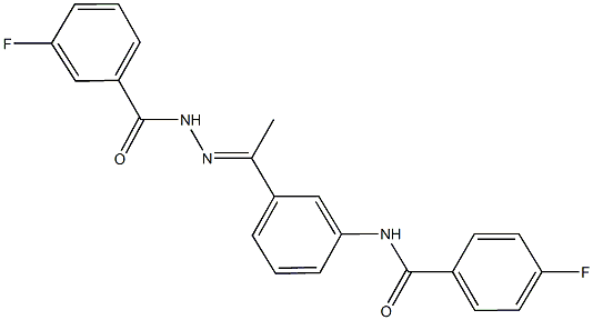 4-fluoro-N-{3-[N-(3-fluorobenzoyl)ethanehydrazonoyl]phenyl}benzamide Struktur