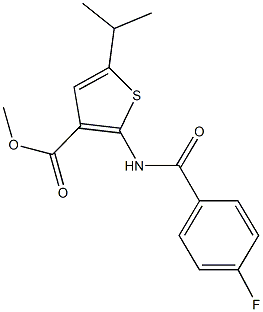 methyl 2-[(4-fluorobenzoyl)amino]-5-isopropylthiophene-3-carboxylate Struktur