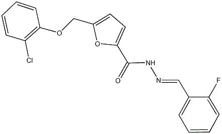 5-[(2-chlorophenoxy)methyl]-N'-(2-fluorobenzylidene)-2-furohydrazide Struktur