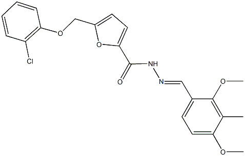 5-[(2-chlorophenoxy)methyl]-N'-(2,4-dimethoxy-3-methylbenzylidene)-2-furohydrazide Struktur