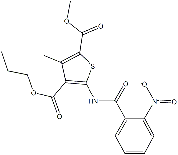 2-methyl 4-propyl 5-({2-nitrobenzoyl}amino)-3-methyl-2,4-thiophenedicarboxylate Struktur