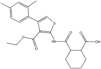 2-({[4-(2,4-dimethylphenyl)-3-(ethoxycarbonyl)thien-2-yl]amino}carbonyl)cyclohexanecarboxylic acid Struktur