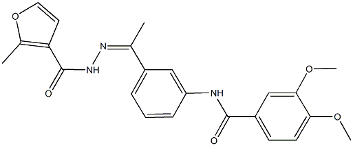 3,4-dimethoxy-N-{3-[N-(2-methyl-3-furoyl)ethanehydrazonoyl]phenyl}benzamide Struktur