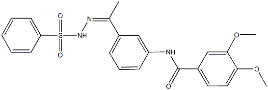 3,4-dimethoxy-N-{3-[N-(phenylsulfonyl)ethanehydrazonoyl]phenyl}benzamide Struktur