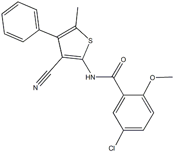 5-chloro-N-(3-cyano-5-methyl-4-phenylthien-2-yl)-2-methoxybenzamide Struktur