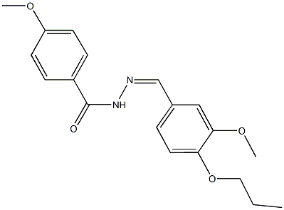 4-methoxy-N'-(3-methoxy-4-propoxybenzylidene)benzohydrazide Struktur