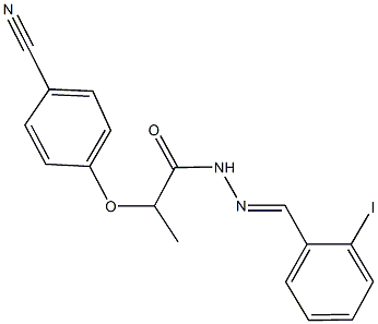 2-(4-cyanophenoxy)-N'-(2-iodobenzylidene)propanohydrazide Struktur