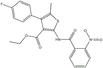 ethyl 4-(4-fluorophenyl)-2-({2-nitrobenzoyl}amino)-5-methylthiophene-3-carboxylate Struktur