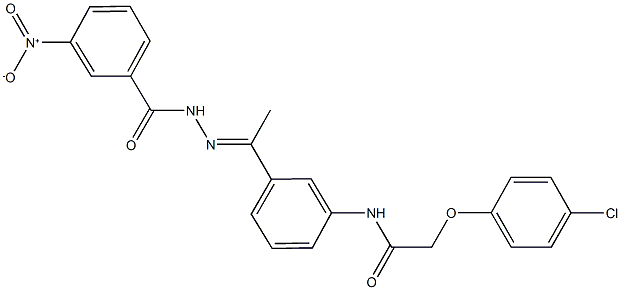 2-(4-chlorophenoxy)-N-[3-(N-{3-nitrobenzoyl}ethanehydrazonoyl)phenyl]acetamide Struktur