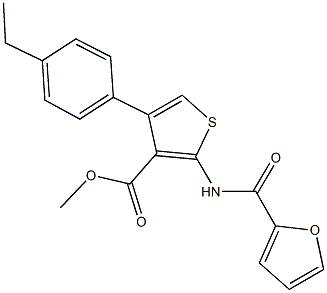 methyl 4-(4-ethylphenyl)-2-(2-furoylamino)thiophene-3-carboxylate Struktur