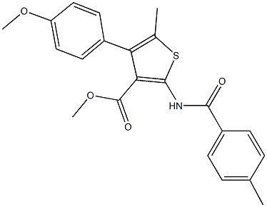 methyl 4-(4-methoxyphenyl)-5-methyl-2-[(4-methylbenzoyl)amino]thiophene-3-carboxylate Struktur