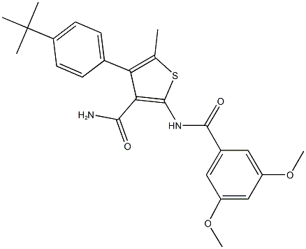 4-(4-tert-butylphenyl)-2-[(3,5-dimethoxybenzoyl)amino]-5-methylthiophene-3-carboxamide Struktur