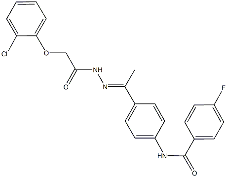 N-(4-{N-[(2-chlorophenoxy)acetyl]ethanehydrazonoyl}phenyl)-4-fluorobenzamide Struktur