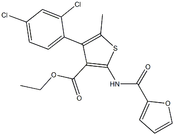 ethyl 4-(2,4-dichlorophenyl)-2-(2-furoylamino)-5-methylthiophene-3-carboxylate Struktur