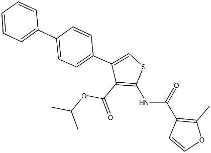 isopropyl 4-[1,1'-biphenyl]-4-yl-2-[(2-methyl-3-furoyl)amino]thiophene-3-carboxylate Struktur