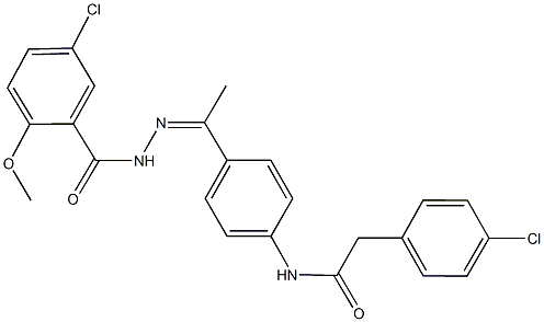 N-{4-[N-(5-chloro-2-methoxybenzoyl)ethanehydrazonoyl]phenyl}-2-(4-chlorophenyl)acetamide Struktur