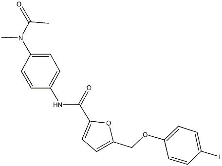 N-{4-[acetyl(methyl)amino]phenyl}-5-[(4-iodophenoxy)methyl]-2-furamide Struktur