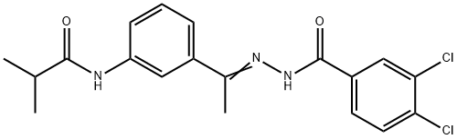 N-{3-[N-(3,4-dichlorobenzoyl)ethanehydrazonoyl]phenyl}-2-methylpropanamide Struktur