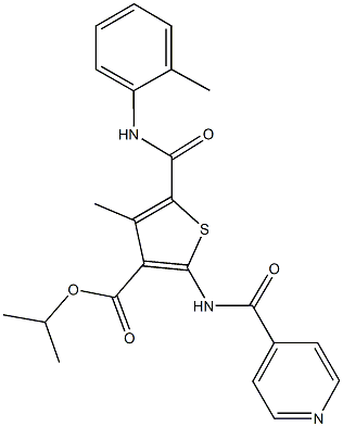 isopropyl 2-(isonicotinoylamino)-4-methyl-5-(2-toluidinocarbonyl)thiophene-3-carboxylate Struktur