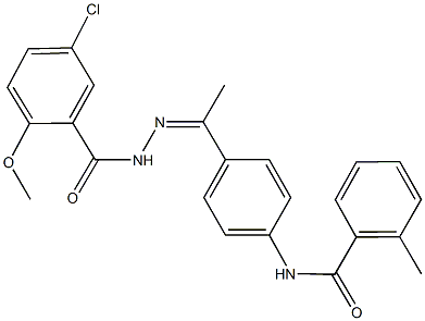 N-{4-[N-(5-chloro-2-methoxybenzoyl)ethanehydrazonoyl]phenyl}-2-methylbenzamide Struktur