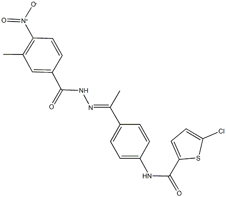 5-chloro-N-[4-(N-{4-nitro-3-methylbenzoyl}ethanehydrazonoyl)phenyl]-2-thiophenecarboxamide Struktur